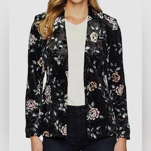 TAHARI ASL Floral Printed Velvet One-Button Jacket